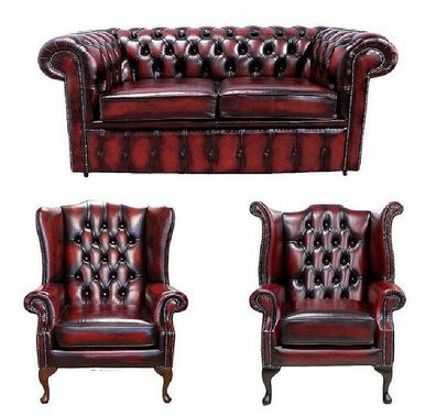Chesterfield Sofagarnitur Leder Textil Chesterfield Komplett Set Sofa Couch 429