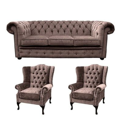Sofagarnitur Chesterfield Design Set Polster Couch Garnituren Leder Textil #457