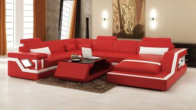Ledersofa Couch Wohnlandschaft Ecksofa Eck Garnitur Design Modern Sofa L6002