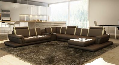 Ledersofa Sofa Couch Polster Wohnlandschaft Designer Ledersofa U Form Garnitur