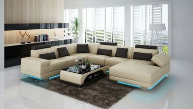 Ledersofa Couch Wohnlandschaft Ecksofa Eck Garnitur Design Modern Sofa G8034 Neu