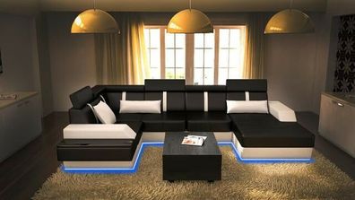 XXL Big Sofa Wohnlandschaft Couch Polster Eck Garnitur LEMANS U-Form Design Neu