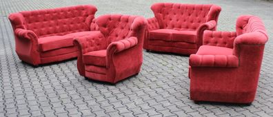 3 + 2 Sofagarnitur Chesterfield Couch Sofa Polster Garnitur Couch Set Stoff Textil