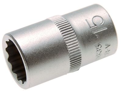 12-kant Stecknuss SW 15mm , 1/2" , kurz