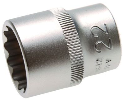12-kant Stecknuss SW 22mm , 1/2" , kurz