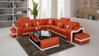 Ledersofa Couch Wohnlandschaft Ecksofa Eck Garnitur Design Modern Sofa G8027B