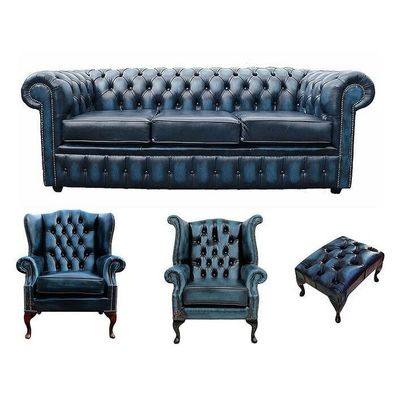 Sofagarnitur Chesterfield Design Set Polster Couch Garnituren Leder Textil #453
