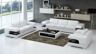 Ledersofa Couch Wohnlandschaft 3 + 2 + 1 Sofagarnitur Neu Design Modern Sofa G8028D