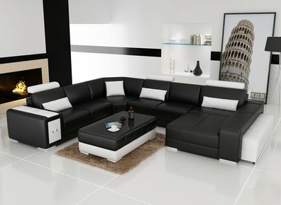 Ledersofa Couch Wohnlandschaft Ecksofa Eck Garnitur Design Modern Sofa R7008 Neu