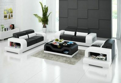 Ledersofa Couch Wohnlandschaft 3 + 2 + 1 Sitzer Garnitur Design Modern Sofa G8006D