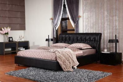 Designer Schlafzimmer Doppelbett Bett Betten Leder Hotel Luxus Polster 160 180cm
