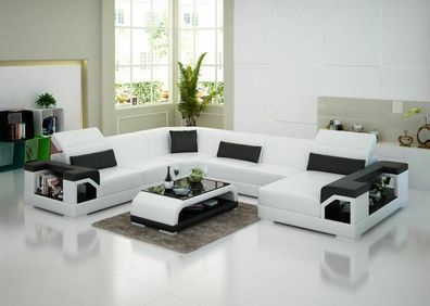 Ledersofa Couch Wohnlandschaft Ecksofa Eck Garnitur Design Modern Sofa G8014 Neu