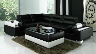 Ledersofa Sofa Couch Wohnlandschaft Ecksofa Garnitur Design Modern Sofa L6001B