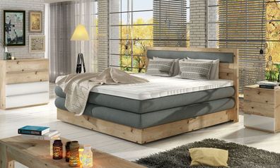 Luxus Bospring Bett Betten Oak Echtholz Polster Design Doppel Land Leder Textil