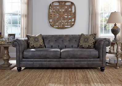 Chesterfield Design Luxus Polster Sofa Couch Sitz Garnitur Leder Textil Neu #262