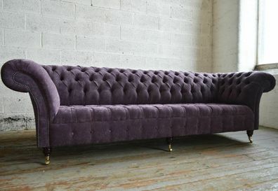 XXL Big Sofa Couch Chesterfield 245cm Polster Sofas 4 Sitzer Leder Textil #311