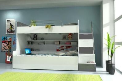 Doppelstockbett Etagenbett Doppelbett Jugend Bett Betten mit Schrank Tisch RAJ4g