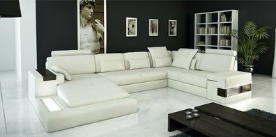 Design Ledersofa Sofa Couch Polster Wohnlandschaft XXL Big Ecksofa Ecke Bellini