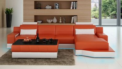 Ledersofa Couch Wohnlandschaft Ecksofa Eck Garnitur Design Modern Sofa L6005C