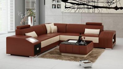 Ledersofa Couch Wohnlandschaft Ecksofa Eck Garnitur Design Modern Sofa L6003B