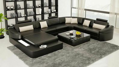 Ledersofa Couch Wohnlandschaft Ecksofa Eck Garnitur Design Modern Sofa L6011