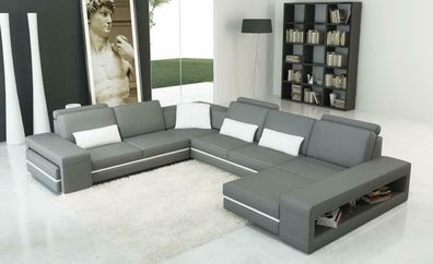 Ledersofa Couch Wohnlandschaft U-Form Design Modern Sofa Eck Sofas Design 5070