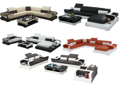 Sofa Wohnlandschaft XXL Couch Ecksofa G8002 Luxus Sofa Garnitur Ledersofa Design