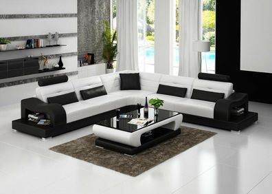 Ledersofa Couch Wohnlandschaft Ecksofa Eck Garnitur Design Modern Sofa G8005B