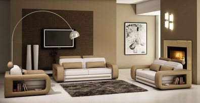 Moderne 321 Leder Sofa Couch Polster Sitz Garnitur Set Wohnlandschaft Design Neu