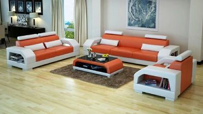 Sofagarnitur Sofa Couch Sitz Polster Leder Garnitur Wohnlandschaft 3 + 2 + 1 Linz