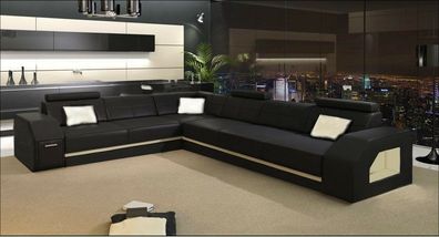 Leder Sofa Couch Eck Polster Garnitur XXL Wohnlandschaft Couchen Sofas C4011B
