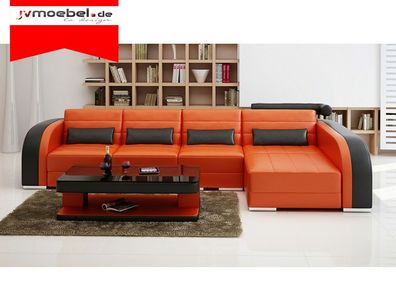Big Couch Sofa Wohnlandschaft Polster Eck Leder Sofa Garnitur Couchen Bergamo