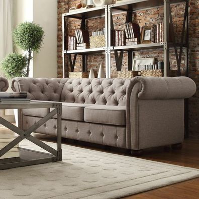 Chestefield Sofa Couch Leder Designer Textil Sitz Polster Garnitur Design 201803