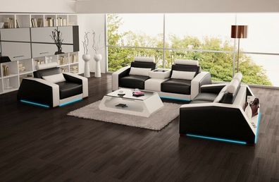 Ledersofa Couch Sofagarnitur Neu 3 + 2 + 1 Sitzer Garnitur Design Modern Sofa R7001