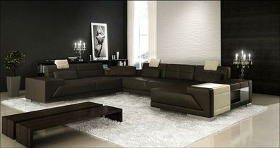 Wohnzimmer U Form Ecksofa Design Sofa Couch Polster Garnitur Ecke Braun PH3005