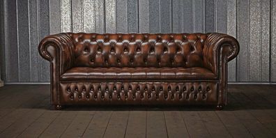 Chestefield Sofa Couch Leder Designer Textil Sitz Polster Garnitur Design 201812