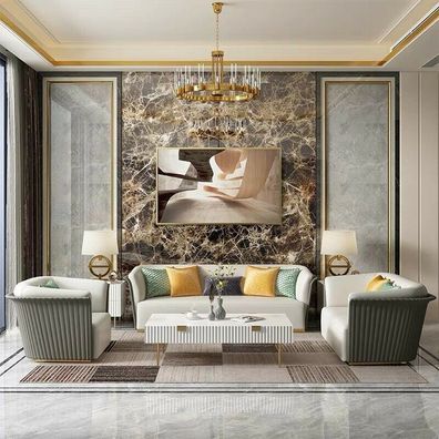 Designer Couch Polster Sitz Garnitur Sofa Garnituren Samt 3 + 1 + 1 Italien Design