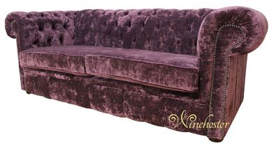 Chestefield Sofa Couch Leder Designer Textil Sitz Polster Garnitur Design 201947