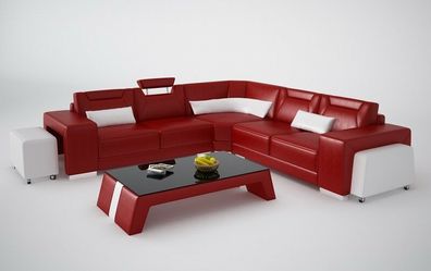 Leder Sofa Couch Eck Polster Garnitur XXL Wohnlandschaft Couchen Sofas F3011B
