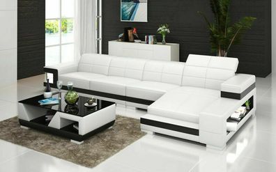 Ledersofa Couch Wohnlandschaft Ecksofa Eck Garnitur Design Modern Sofa G8017C