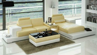 Ledersofa Couch Wohnlandschaft Ecksofa Eck Garnitur Design Modern Sofa L6004D