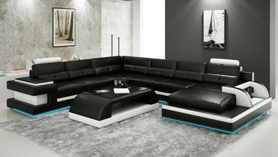 Ledersofa Couch Wohnlandschaft Ecksofa Eck Garnitur Design Modern Sofa L6017