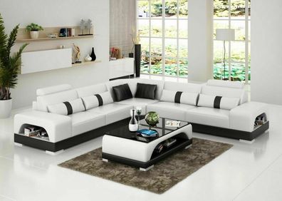 Ledersofa Couch Wohnlandschaft Ecksofa Eck Garnitur Design Modern Sofa G8015B