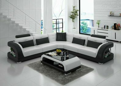 Ledersofa Couch Wohnlandschaft Ecksofa Eck Garnitur Design Modern Sofa G8012B