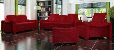 Sofagarnitur Polster Sofa Couch Leder Garnitur Textil Stoff 3 + 2 + 1 Franco Sofas
