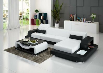 Ledersofa Couch Wohnlandschaft Ecksofa Eck Garnitur Design Modern Sofa G8006C