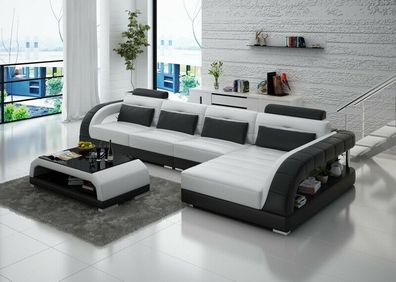 Ledersofa Couch Wohnlandschaft Ecksofa Eck Garnitur Design Modern Sofa G8012C