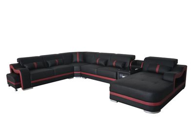 Leder Couch Polster Garnitur Sitz Design Modern Eck Sofa Wohnlandschaft U Form