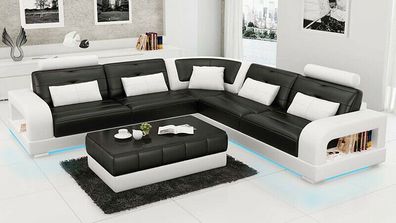Ledersofa Couch Wohnlandschaft Ecksofa Eck Garnitur Design Modern Sofa L6008B