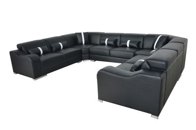 Leder Couch Polster Sitz Design Modern Eck Garnitur Sofa U Form Wohnlandschaft